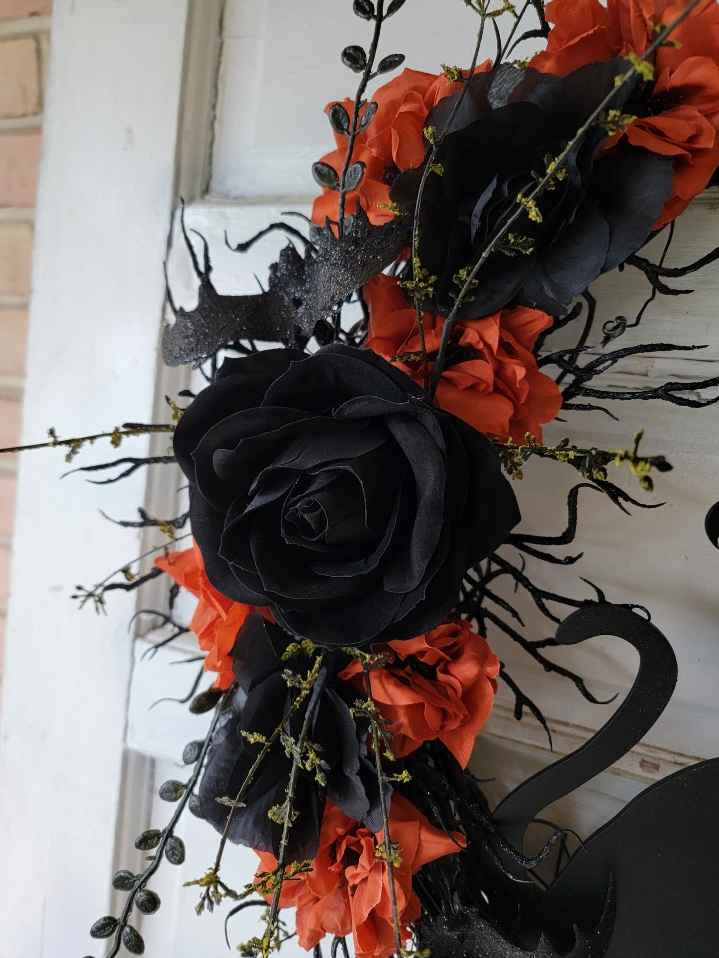 Witch Hat Bat Cat Halloween Crescent Moon Cat Wreath