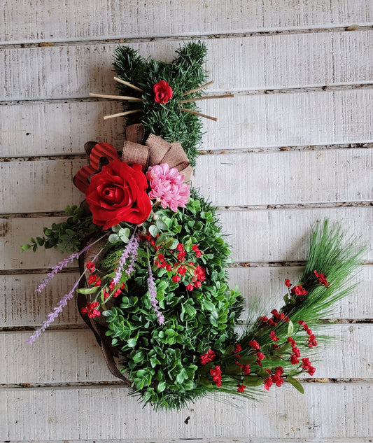 Red Roses w/ Heart Accent Valentine's Day Cat Wreath