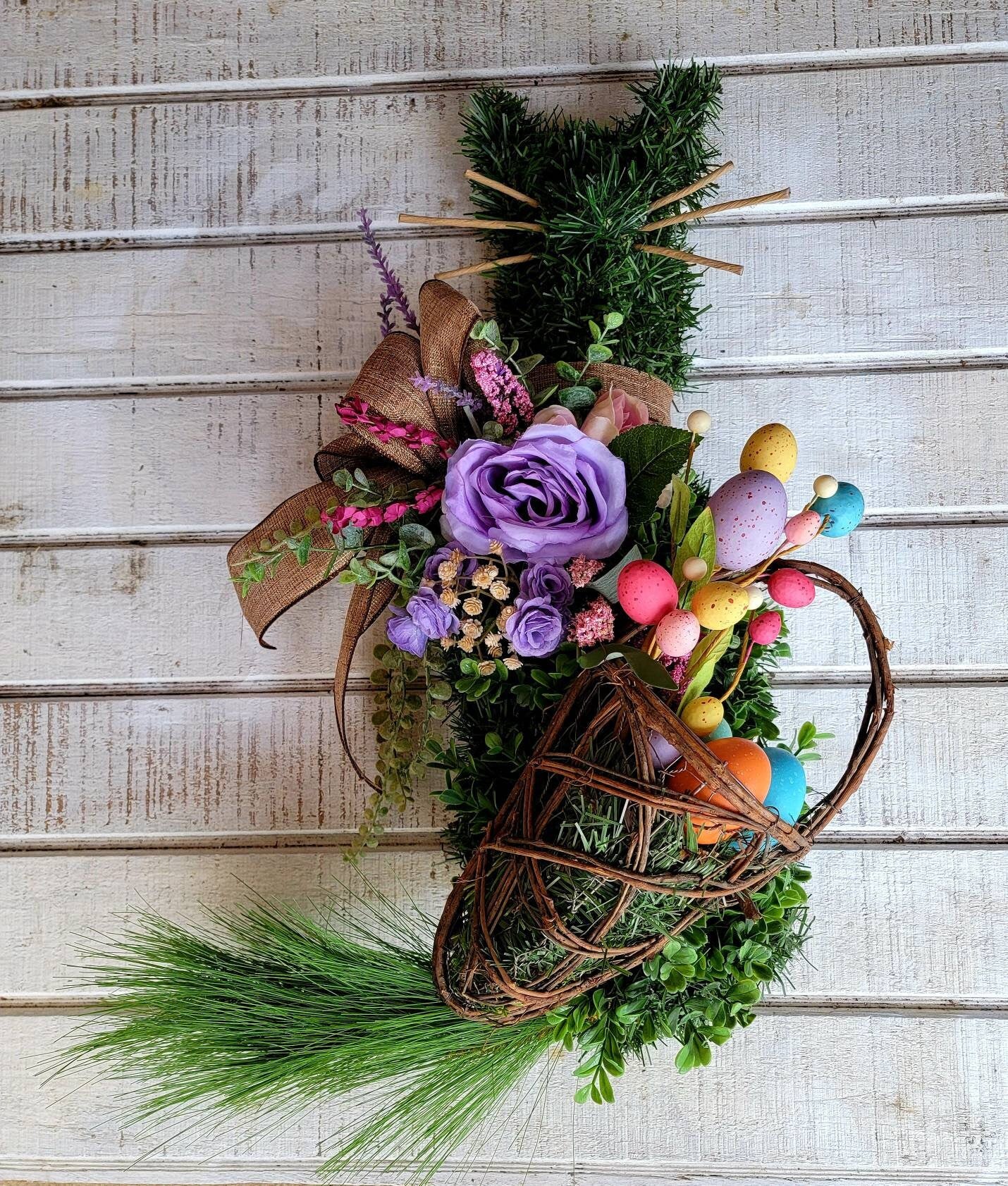 Easter Egg Basket Cat Wreath