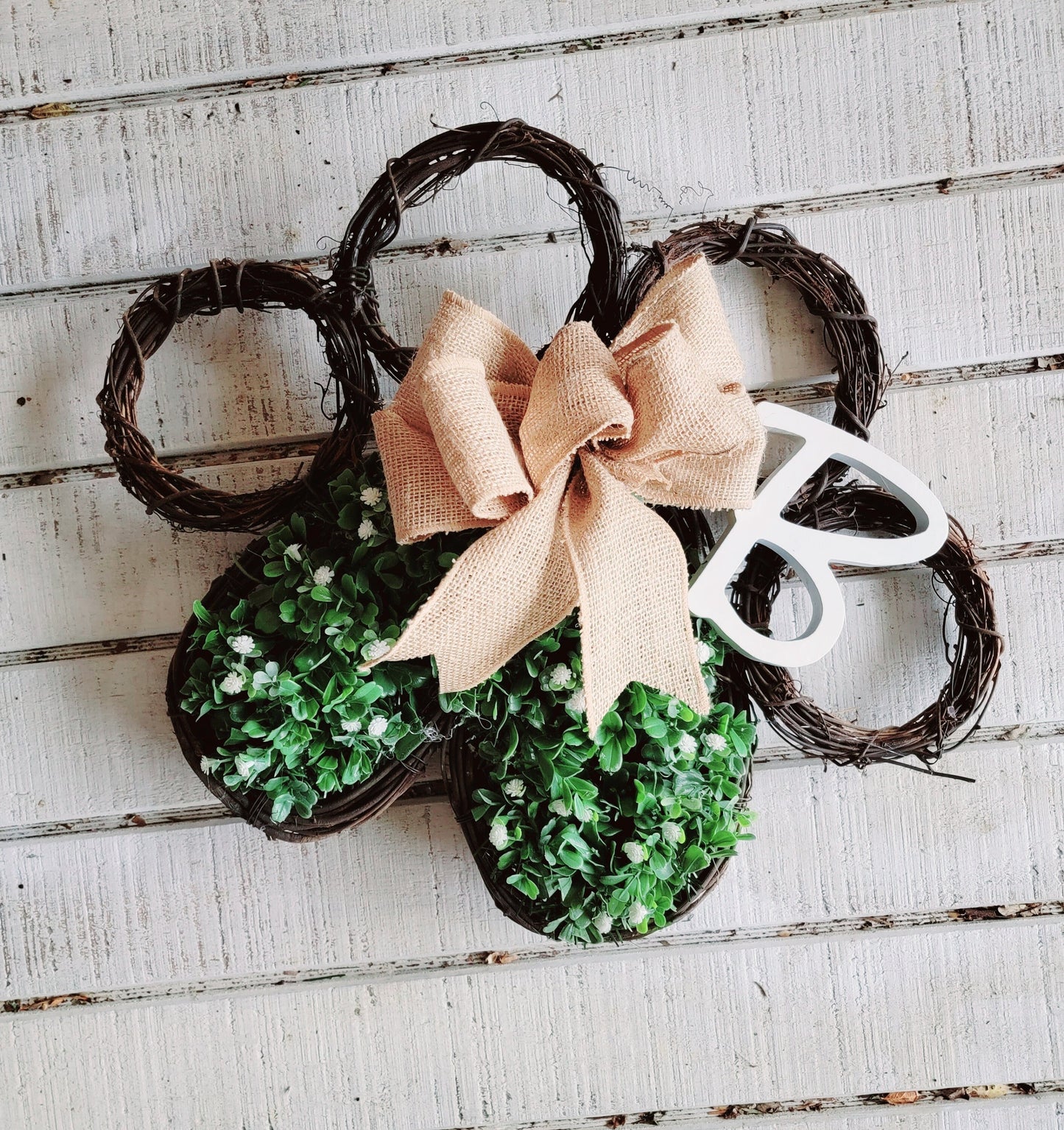 Boxwood Monogram Paw Print Wreath