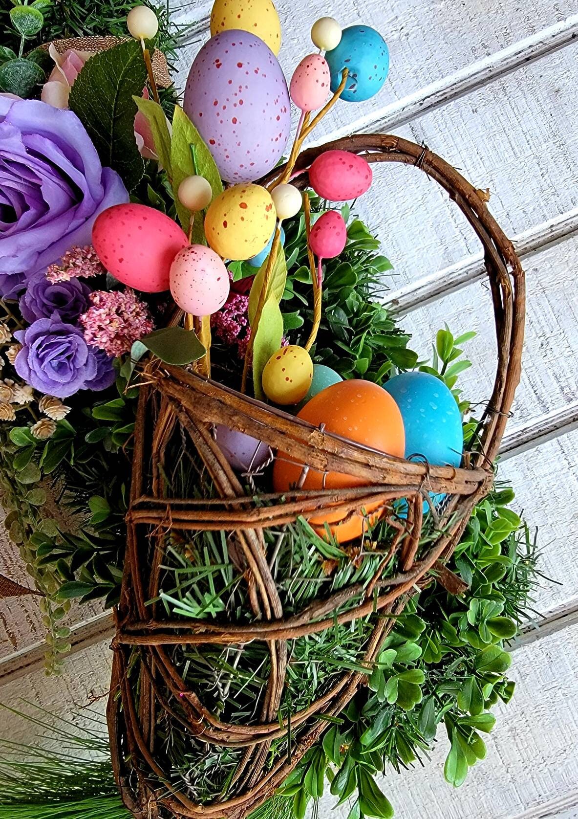 Easter Egg Basket Cat Wreath