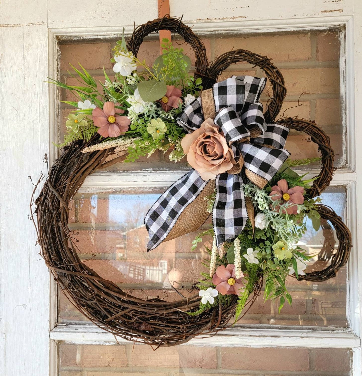 Cat or Dog Buffalo Check Paw Print Wreath