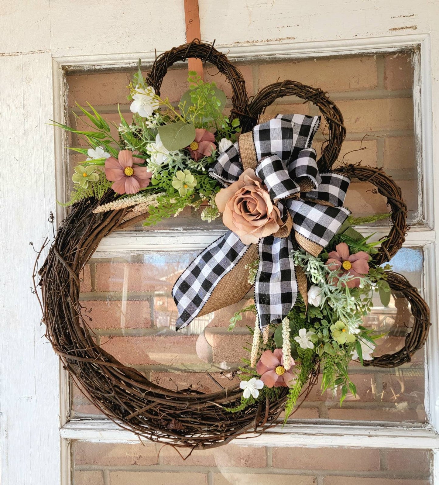 Cat or Dog Buffalo Check Paw Print Wreath