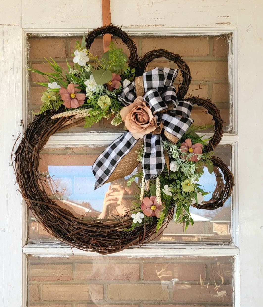Cat or Dog Buffalo Check Paw Print Wreath