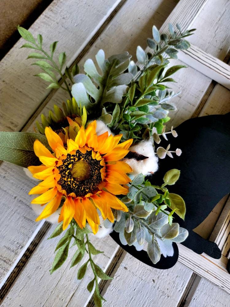 Rustic Sunflower Window Pane Cat Wall Art
