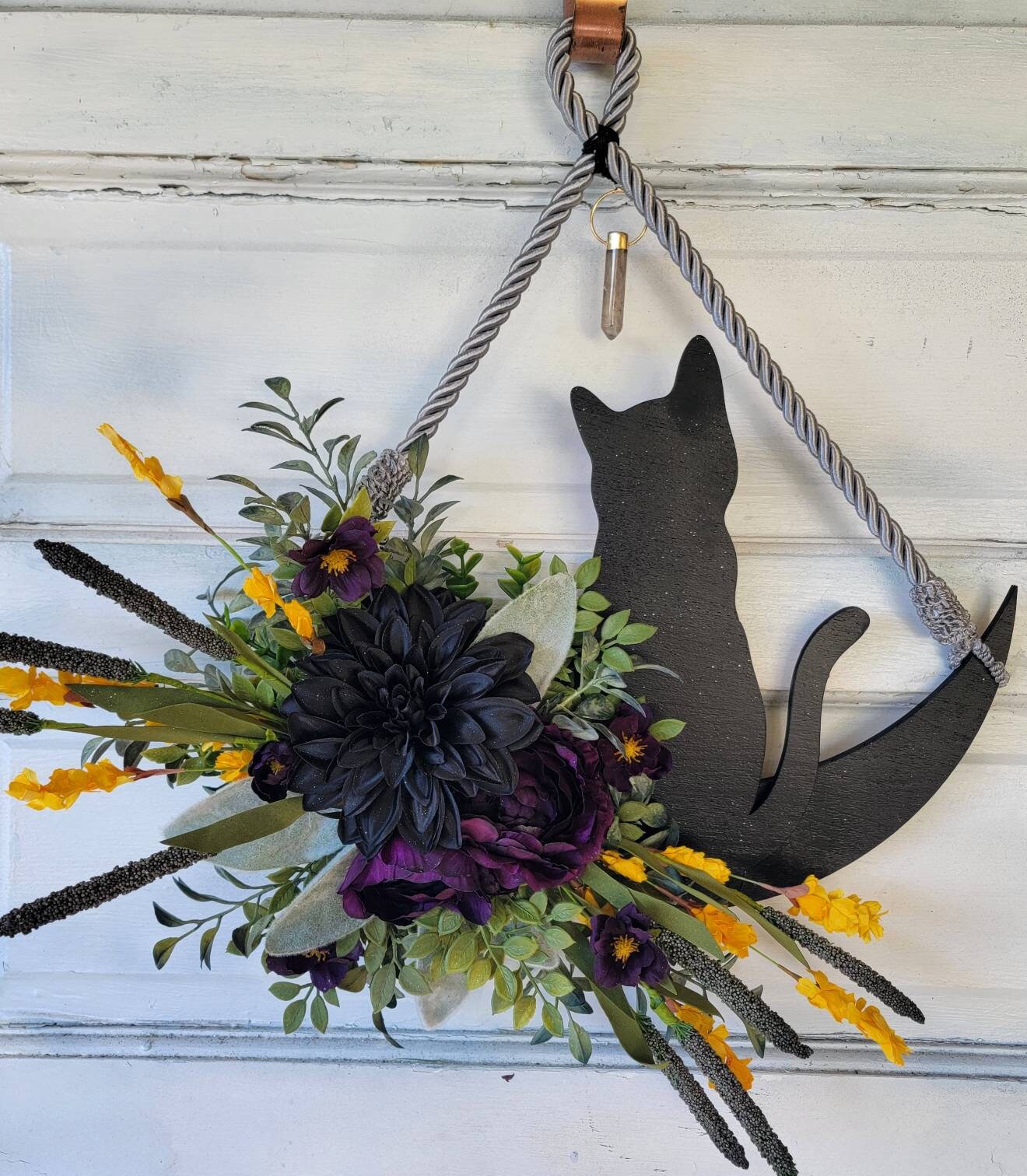 Fall Waning Crescent Moon Cat Wreath